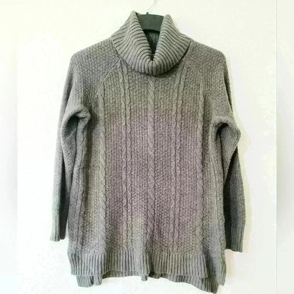 Womans tunic cowl neck sweater size L cable knit - Picture 1 of 7